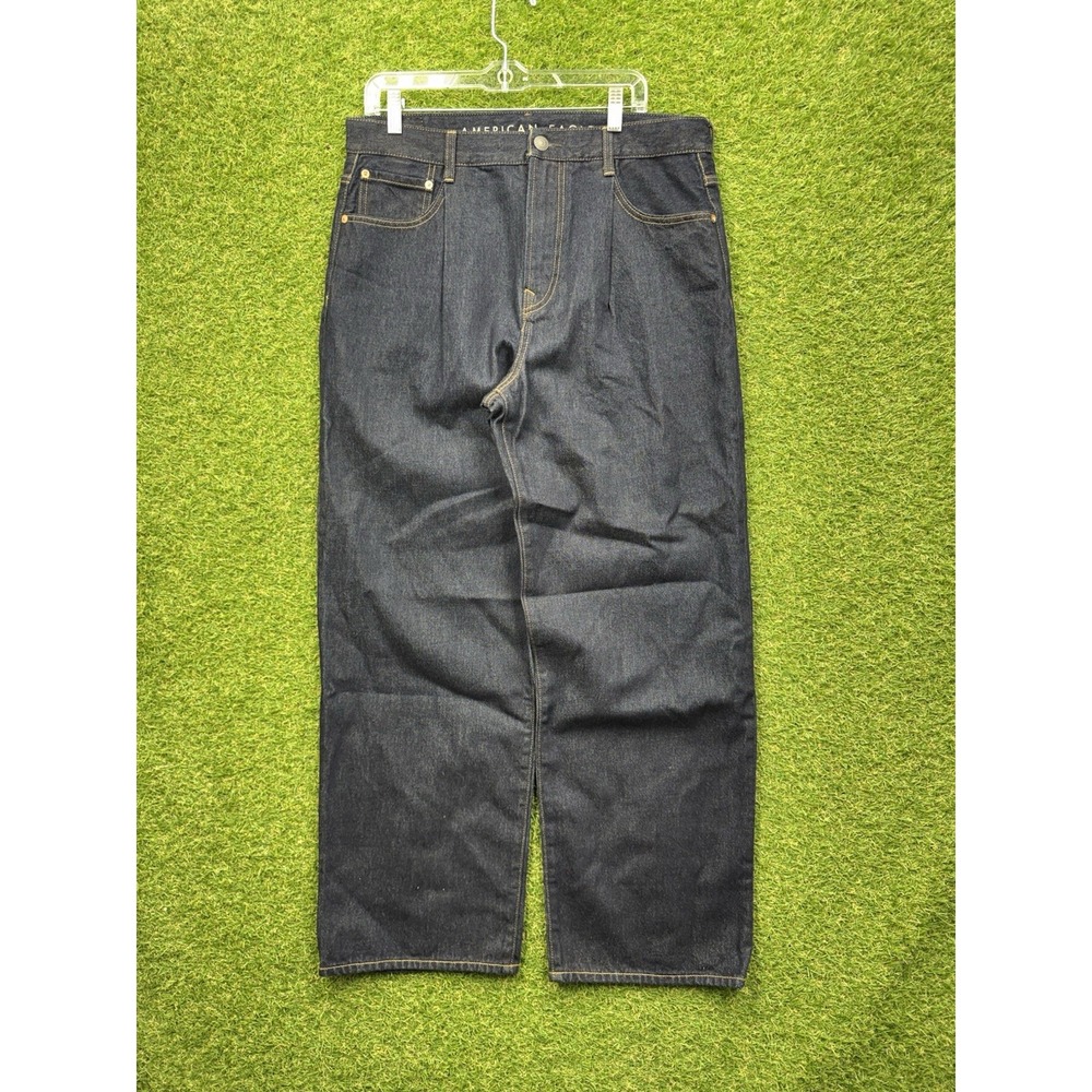 American Eagle Jeans Mens 32x32 Easyflex Baggy Wide Leg Stretch Denim Blue New
